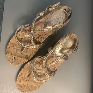 Gold wedge sandals size 7